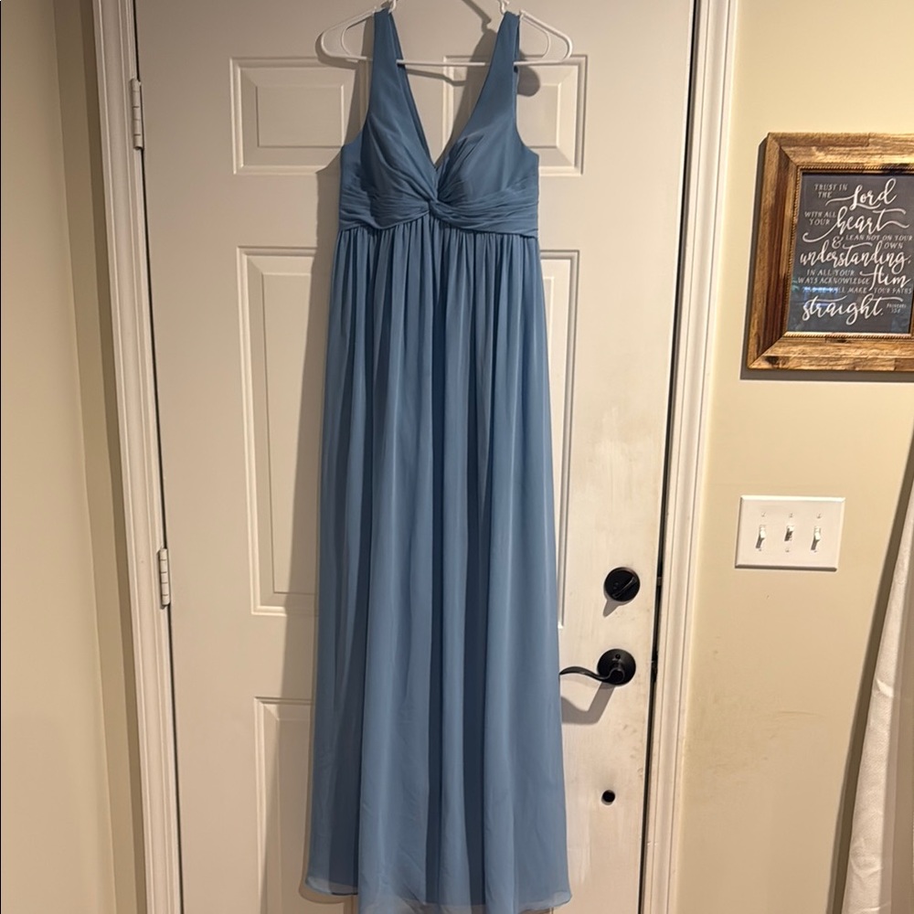 Azazie Yetta 301481 Steel Blue Size 2 Bridesmaid Dress